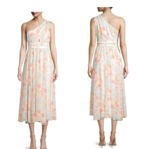 Likely Womens Pink Sara Floral One Shoulder Midi Fit & Flare Dress Size 6 NWOT